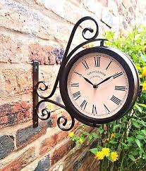 Garden Wall Station Clock Thermometer