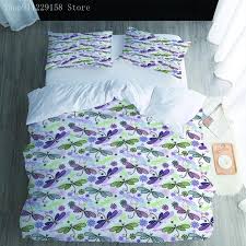 purple dragonfly printed set comforter