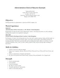 Clerical Position Resume Objective Examples Of Administrative