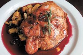 smoked pork chops with red wine gastrique