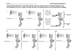 Oboe Fingering Worksheet For Band Beginners