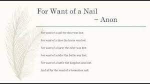for want of a nail by anonymous you