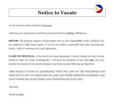 notice to vacate letter in philippines