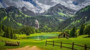 Alps Fence Forest Lake Switzerland ...
