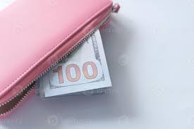 The image is visible from both sides of the note. 100 Dollar Bill In Pink Leather Wallet 2174487 Stock Photo At Vecteezy