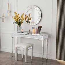 Crushed Diamond Mirrored Console Table