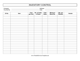 This Printable Inventory Control Log Keeps Track Of Stock