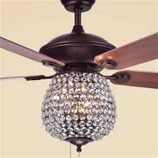 Light Ceiling Fan With Crystal Shade