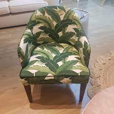 armchair with tropical leave fabrics