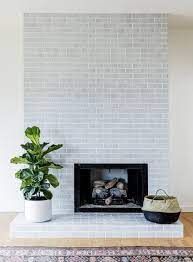Glazed Brick Tiled Fireplace Wall