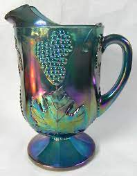 Blue Carnival Glass Pitcher 2228