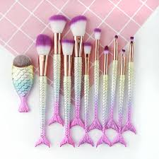 11pcs mermaid makeup brushes eyebrow