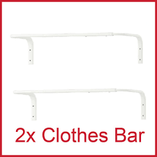 2x Ikea White Mulig Clothes Bar Wall