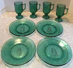 Green Glass Dish Holiday Plates