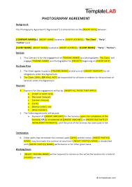 simple photography contract templates