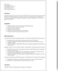 Resume For Customer Service Supervisor Under Fontanacountryinn Com