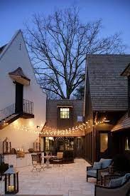 fairy lights and outdoor kitchen