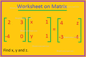 Solving Matrix Equations Worksheet