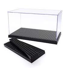 Amazon.com: Acrylic Display Case for Figures Dustproof, Clear Display Box  with Building Base, Collection Bricks Storage Blocks Aciton Figure  Showcase(Black) : Toys & Games