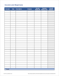 Free Printable Income And Expense Worksheet Pdf From Vertex42 Com