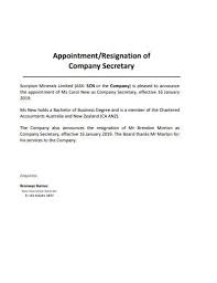 Letter to replace secretary : 14 Company Secretary Resignation Templates In Pdf Free Premium Templates