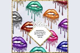 dripping lips png cliparts set graphic