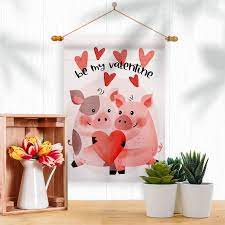 Valentines Piggy Valentine Garden Flag