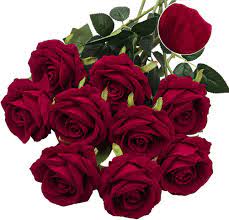 red rose artificial flowers bulk velvet