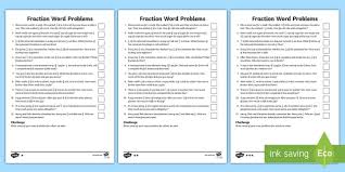 Year 5 Fraction Word Problems