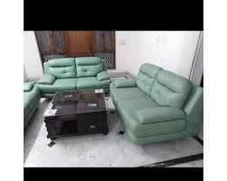 pista green 4 seater leather sofa set