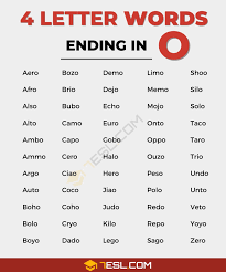55 useful 4 letter words ending in o in