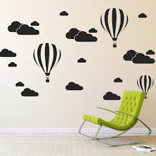 hot air balloon and cloud wall decal