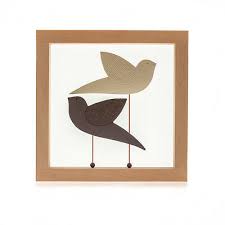 modern 3d ceramic birds wood frame