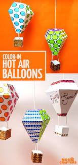 Hot Air Balloon Mobile Template And Coloring Page Moms And Crafters