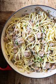 super easy canned tuna pasta serving