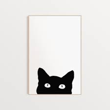 Black Cat Silhouette Print Minimalist