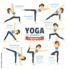 yoga poses infographic elements stock