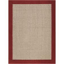 faux sisal border red indoor area rug