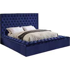 bliss navy velvet queen bed 3 boxes