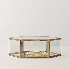 mirrored glass jewelry box hexagon