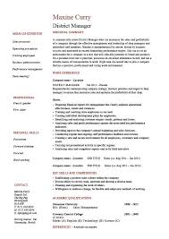 District Manager Resume Cv Examples Sample Template Local