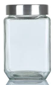 glass storage jar with round airtight