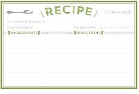Free Recipe Template For Word Blank Page Card Ms Full