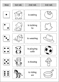 present continuous roll sentences game