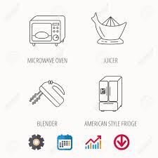 Microwave Oven American Style Fridge And Blender Icons Juicer