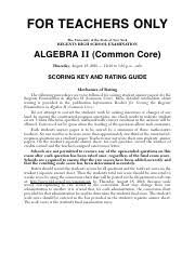 Algebra Ii Common Core August 2016 Regents Scoring Key And