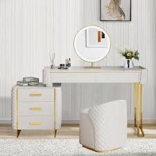 stool and led lighted mirror vanity set