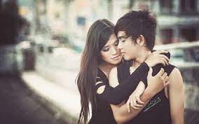 Teenager Couple Hug And Romantic Mood ...