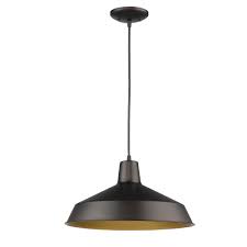 Acclaim Lighting Alcove 1 Light Oil Rubbed Bronze Pendant With Antique Gold Interior Shade In31143orb The Home Depot