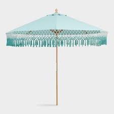 Aqua Fringed Replacement Umbrella Canopy